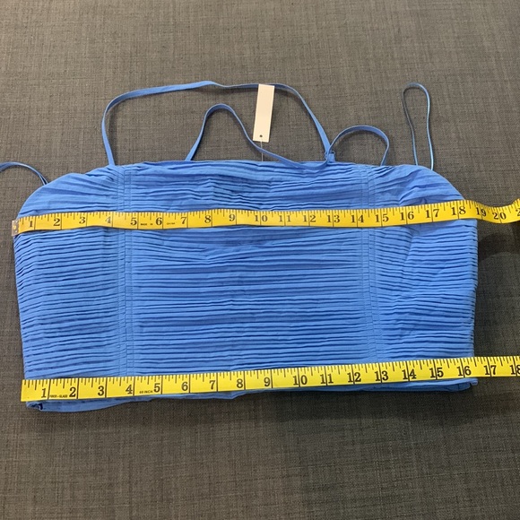 Madewell NEW Wendy Ornamental Blue 12 Pleated Cotton Poplin Crop Top Cotton - Picture 9 of 11